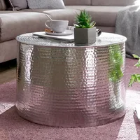Rahi 61 x 40,5 x 61 cm hliníkový strieborný príručný stolík orientálne okrúhle | Wohnling