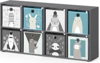 Vicco Kinderregal Scutum, 143 x 72.6 cm mit 8 Faltboxen, Grau