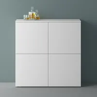 Mai & Mai Möbel Kommode Aufbewahrungsschrank mit 4 Türen in Weiß matt Sideboard Schrank Mehrzweckschrank BTH: 100x36,4x98cm Schrank04