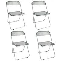 Klappstuhl 4er Set Lounge-Sessel Besuchersstuhl Transparentes Grau