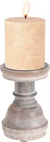 Kerzenständer - Beige - Mangoholz - H 14 cm - gewischt