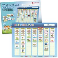 LIKARTO Wochenplaner für Kinder - Montessori Magnettafel inkl. 198 Magnete & Kordel - Komplett beschreib- und abwischbar - Förderung Selbstständigkeit
