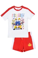 Feuerwehrmann Sam Jungen Schlafanzug 2-tlg. T-Shirt & Shorts, rot/weiß, Größe:104