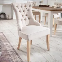 riess-ambiente Eleganter Stuhl CASTLE beige Leinenstoff Landhausstil mit Komfortgriff Esszimmerstuhl Essstuhl