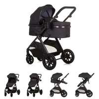 Chipolino Harmony Zusammenklappbarer 3-in-1-Kinderwagen mit Wickeltasche Granit Anthrazit