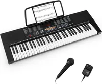 COSTWAY Elektronisches Keyboard mit 61 Tasten, tragbares Digitalpiano mit 300 Rhythmen, 300 Klangfarben, 50 Demo-Songs, 3 Lehrmodi, LED-Anzeige