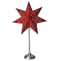 Best Season Standleuchte Stern "Antique Mini" Material: Metall / Papier, Farbe rot ,Höhe ca. 55 cm, 234-62