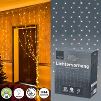 Lichtervorhang Lichterkette 60 LEDs 110cm 10 Stränge 50/70/90cm Timerfunktion weiß warmweiß Weihnachtsbeleuchtung Fensterbeleuchtung