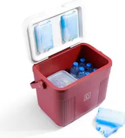 Brisby Kühlbox - Frigobox - 22L - Rot - Bis zu maximal 40 Stunden Isolation - Inkl. 4 dicke Kühlakkus von 450ml - Temperatursichere Verschluss - Neues Design mit Kühlakkus im Deckel verriegelt