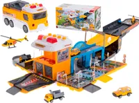 Kinderset 2in1-Garage: Bauwagen Rückwärtsgang Hubschrauber auf Parkplatz NEU