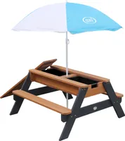 AXI Nick Kinder Sand & Wasser Picknicktisch aus Holz | Wasserspieltisch & Sandtisch mit Deckel und Behältern | Kindertisch / Matschtisch in Grau &