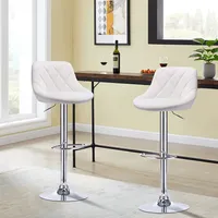 Barhocker 2er-Set, Barhocker aus Kunstleder mit Rückenlehne Moderne Drehbare Thekenhocker Verstellbare Hochstühle für Kücheninseln,Weiß