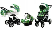 BabyLux® Tropical | 3in1 Kinderwagen Bambimo | Banana Leaf | Kombikinderwagen | Kinderwagenset | Bug