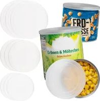 AIKANJA Home | Dosendeckel/Konservendeckel - 12 Stück, Deckel in 4 verschiedenen Grössen, Universaldeckel aus transparenten Kunststoff für Lebensmitte
