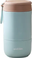 Müslibecher Becher, 730ml Doppelschicht Müslibecher mit Löffel, Auslaufsicherer thermo Lunchbox Edelstahl behälter (blau)