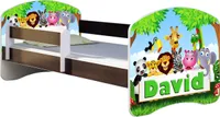 ACMA Jugendbett Kinderbett Junior-Bett Komplett-Set mit Matratze Lattenrost und Rausfallschutz Wenge 01 Zoo Name 140x70