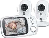 BOIFUN Babyphone mit 2 Kameras, 3,2" Babyphone mit Temperaturüberwachung, Gegensprechanlage, Schlaflied, VOX (Kann nicht 2 Kameras gleichzeitig sehen)
