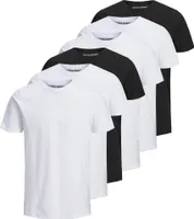 JACK&JONES Herren T-Shirt, 6er Pack - JJEORGANIC BASIC TEE O-NECK, Kurzarm, Baumwolle Weiß/Schwarz M