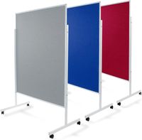 Einteilige Moderationstafel mit Rollen Doppelseitig Filz 120 x 150 cm, Grau
