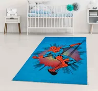Disney Home Kinderteppich - Kinderspielteppich für Kinderzimmer, Spielzimmer - Rutschfeste Disney Spiderman Web Teppich 80 x 120 cm