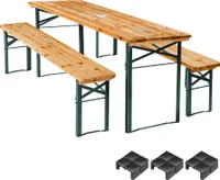Bierzeltgarnitur Ludwig 3-teilig, klappbar, mit Sonnenschirmhalterung Holzlackierung mit Klarlack
