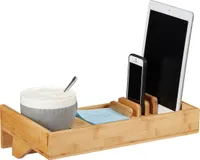 relaxdays Bettablage Bambus mit Organizer