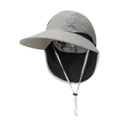 Sonnenhut Herren Damen,UV-Schutz Boonie Hut mit Breiter Krempe,Faltbar Wanderhut mit Nackenklappe,Fischerhut Gartenhut Buschhut Angelhut (Hellgrau)