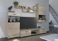 Blues Schrankwand Anbauwand Wohnzimmer Sonoma Eiche matt