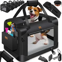 LOVPET® Hundebox Hundetransportbox faltbar Inkl.Hundenapf Transporttasche Hundetasche Transportbox für Haustiere, Hunde und Katzen Haustiertransportbox, Schwarz, XL