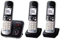 Panasonic KX-TG6823GB - telefón DECT - 120 záznamov - identifikácia volajúceho - čierna - strieborná