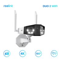 Reolink 4K Dual-Lens WLAN Überwachungskamera Aussen, 180° Ultra-Weitwinkel, Person-/Fahrzeug-/Haustier-Erkennung, 2,4/5 GHz WiFi, Farbnachtsicht, 2-Wege-Audio, Duo 2 WiFi