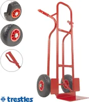 TRESTLES S04 Rot Sackkarre | Stahlgestänge | pannensicheres PolyurethanRad |  250 kg Tragkraft | Treppenrutschkufen