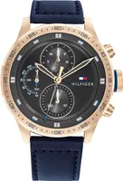 Tommy Hilfiger Herrenuhr Dunkelblau Lederarmband 46mm
