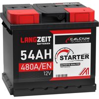 LANGZEIT Autobatterie 54AH 12V 480AEN Starterbatterie +30% mehr Leistung ersetzt Batterie 55AH 44AH 45AH 46AH 50AH 52AH 53AH