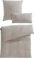 Pure Label Musselin Bettwäsche 155x220 cm mit einem Kissenbezug 80x80 cm und einem Kissenbezug 40x80 cm aus 100% Baumwolle - Bettwäsche-Sets in Taupe