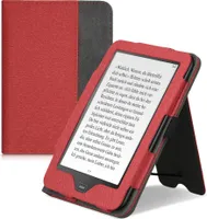 kwmobile Hülle kompatibel mit Tolino Vision 1 / 2 / 3 / 4 HD Hülle - Flip Case mit Handschlaufe - Kunstleder Cover - Rot Dunkelgrau