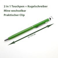 2x Touchpen Stylus Eingabestift Kugelschreiber Smartphone Tablet Grün