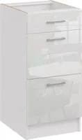 Roe Furniture | Küchenunterschrank 40 cm - Weiß - Weiß Glänzend - 3 Schubladen - Ohne Arbeitsplatte - Unterschränke Küche - Küche - DS43