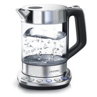 Arendo 2200W Edelstahl Glas Wasserkocher 1,5L mit Basisstation Solid Control 1,5 Liter, Silber