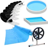 Mucola Poolabdeckung Aufrollvorrichtung 5,7M Fahrbar Solarfolie Aufroller Pool Stange Abdeckplane Plane Poolplane Winterabdeckung