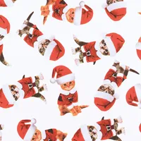 Geschenkpapier Katzen mit Weihnachtsmützen 70cm x 2m Rolle weiß / rot