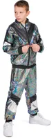 Reflektierender 80 er Jahre Trainingsanzug  Kinder - Jogginganzug - Gr.116 - 164cm Retro XL - 164 cm - 14-16 Jahre