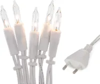 Mini Lichterkette innen 10 weiße Lichter, beleuchtet 1,35m, Kabel weiß, Stecker
