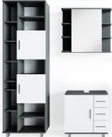 Vicco Badmöbel-Set Ilias, 3 Teile, mit Unterschrank 60 cm, Anthrazit/Weiß