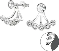 Ohrstecker Ear Jacket 925 Sterling Silber mit Kristallen in transparent