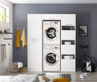 Roomart Waschmaschinenschrank für Trockner & Waschmaschine, in 3 Farben,  mit Ausziehbrett • Weiß • Eiche • Schwarz Eiche