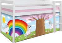 TiCAA Hochbett "Einhorn Rainbow" Kiefer weiß