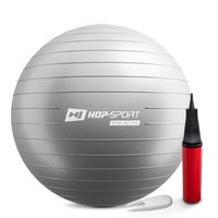 Hop-Sport Gymnastikball inkl. Ballpumpe, 65 cm, Maximalbelastbarkeit bis 100kg, Fitnessball ideal für für Yoga Pilates, Balance Übung  - Silber HS-R065YB