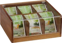 relaxdays Teebox Holz mit 6 Fächern