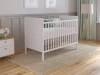 Babybett Beistellbett 120x60 cm mit Matratze,Gitterbett Komplett Set,Umwandelbar in Juniorbett Weiß